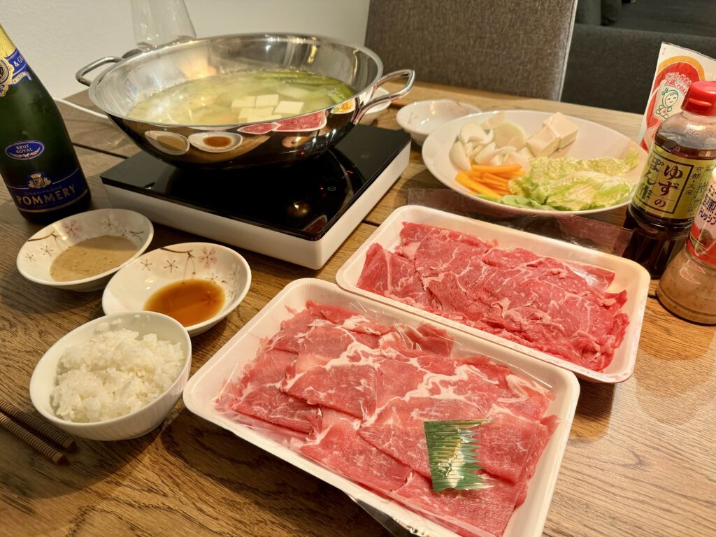 Wayoの薄切り肉を使用したしゃぶしゃぶ