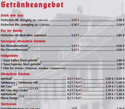 Brauerei im Füchschenのメニューより